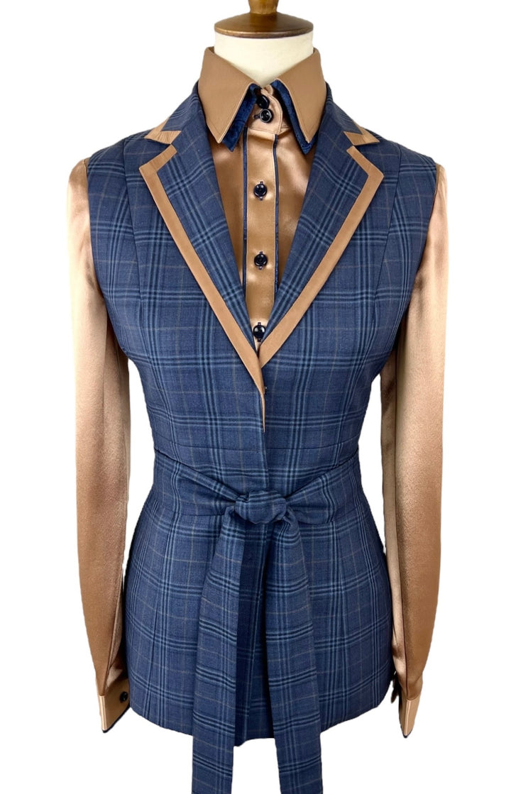 Blue Plaid Halter Vest (Size 12)