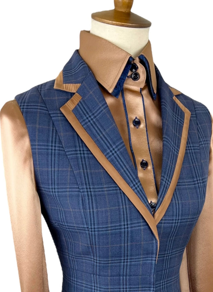Blue Plaid Halter Vest (Size 12)