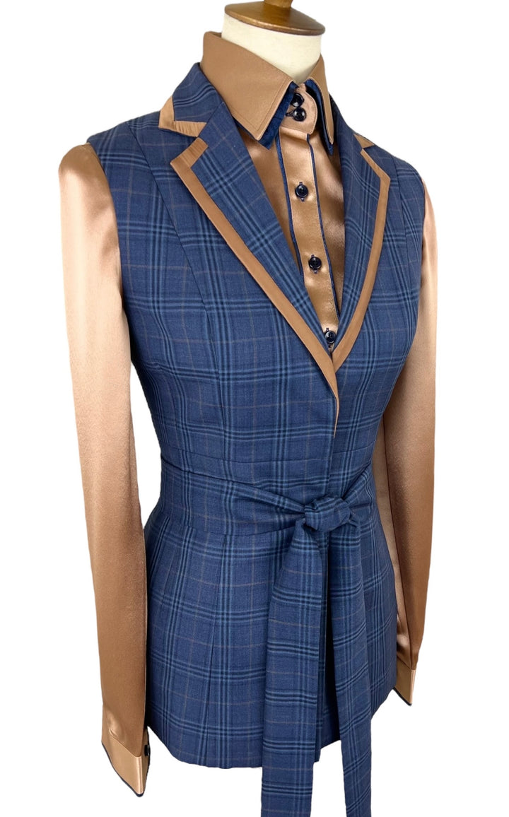 Blue Plaid Halter Vest (Size 12)