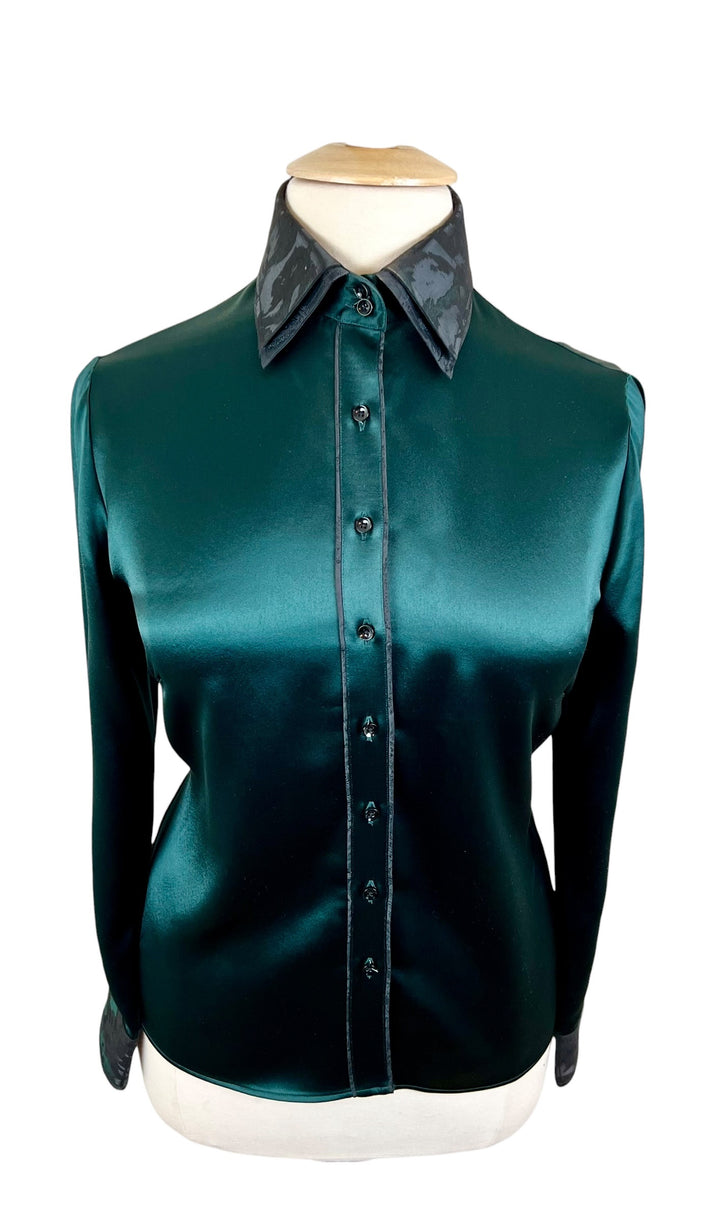 Green & Black Silk Western Shirt (Size 44) - Ref. 248