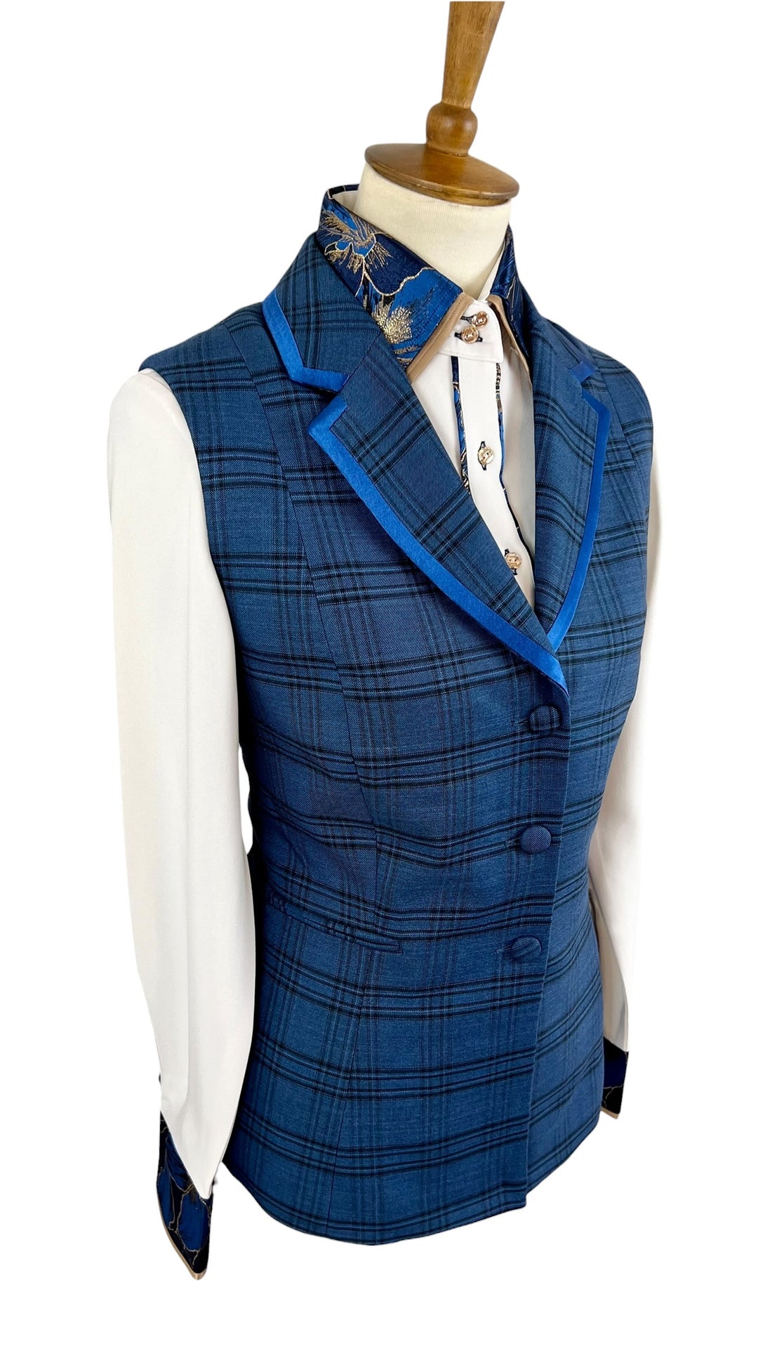 Blue Plaid Halter Vest (Size 6/8)
