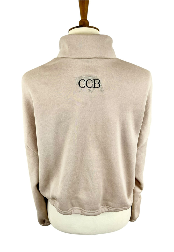 CCB Cropped Zip-Up Sweatshirt (Tan)