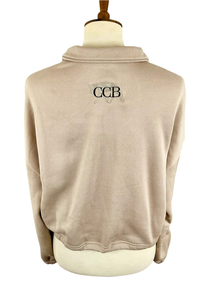 CCB Cropped Zip-Up Sweatshirt (Tan)