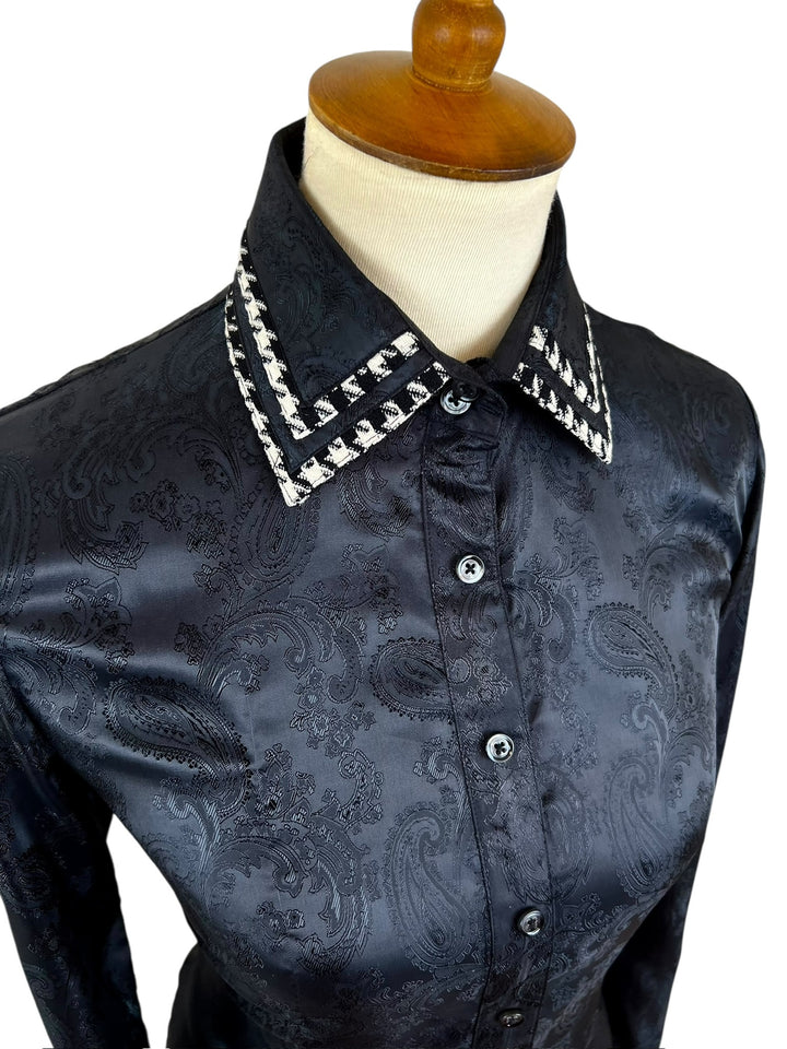 Black Paisley Silk Western Shirt (Size 34) - Ref. 231