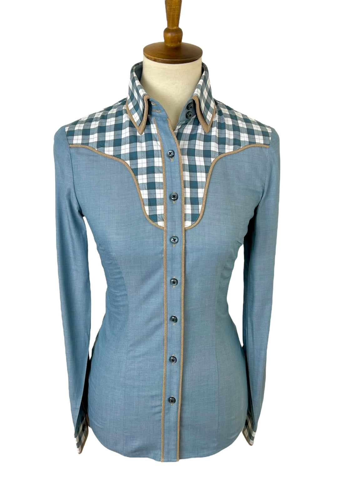 Blue & Tan Western Shirt (Size 36)
