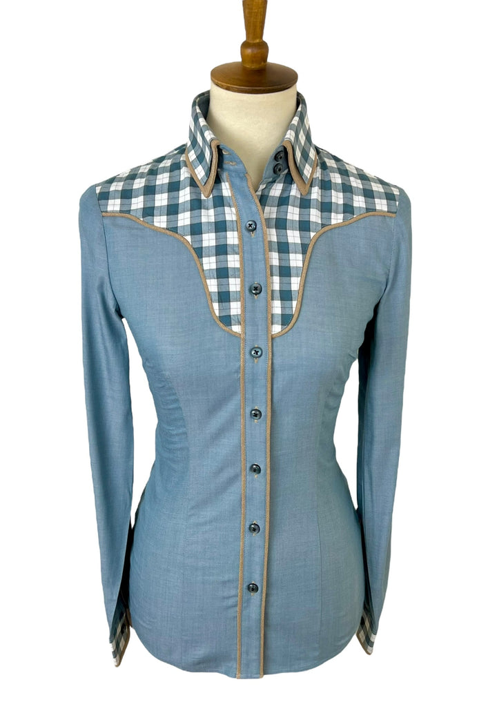 Blue & Tan Western Shirt (Size 36)