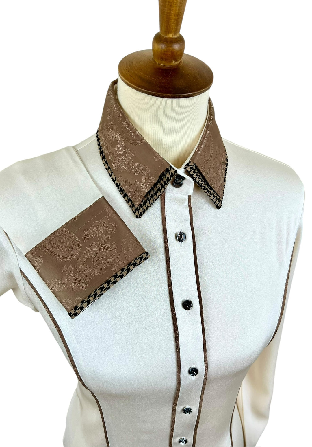 Cream Silk w/ Brown Western Shirt
