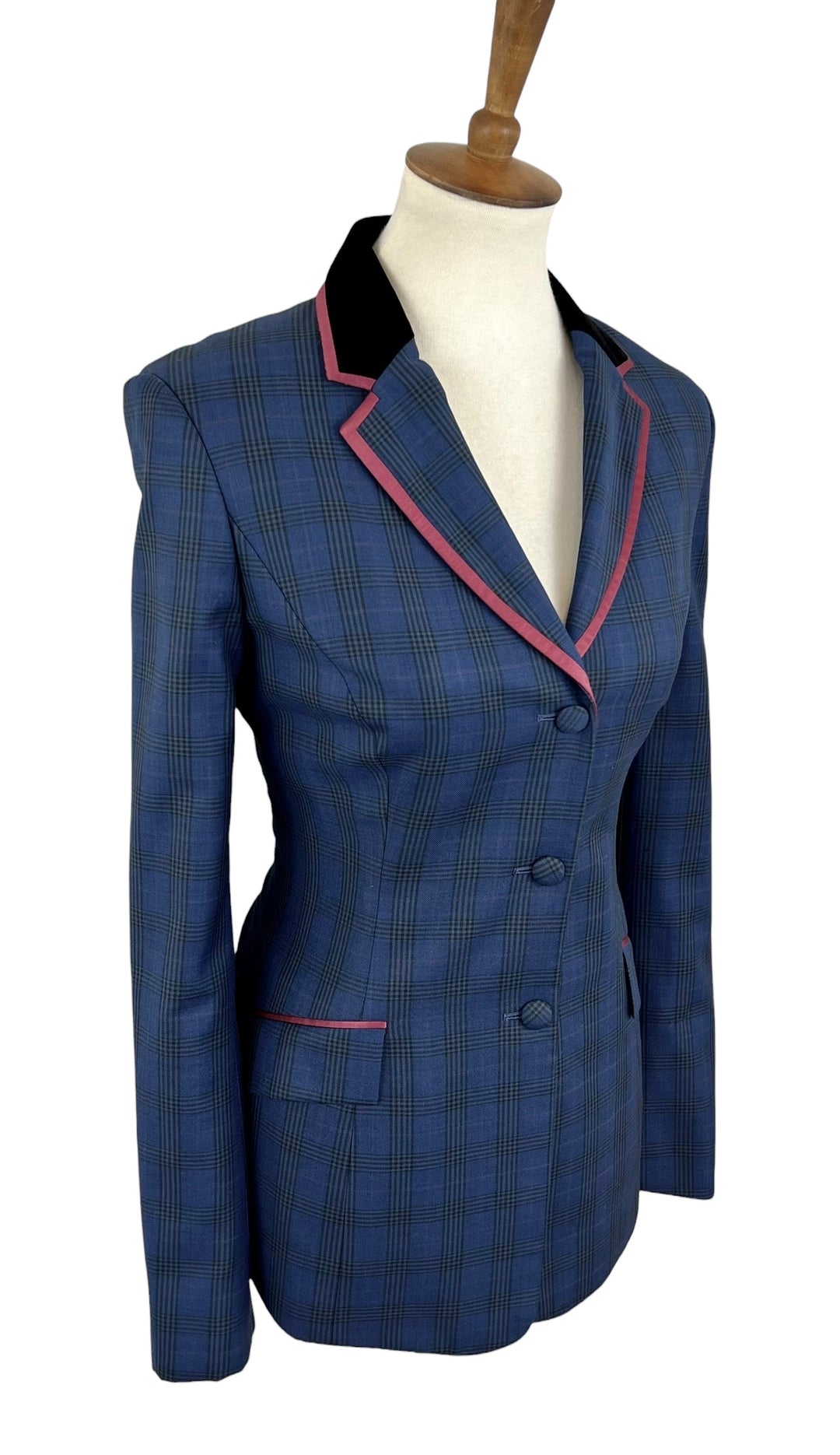 Navy Plaid Hunt Coat w/ Maroon (Size 8) - Ref. 241