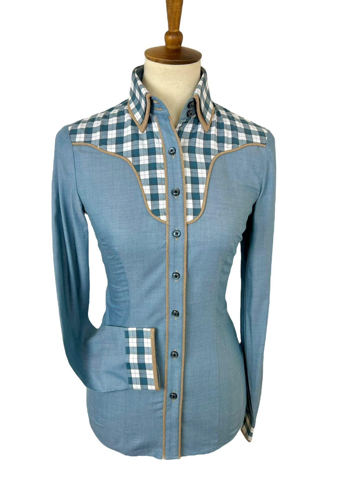 Blue & Tan Western Shirt (Size 36)