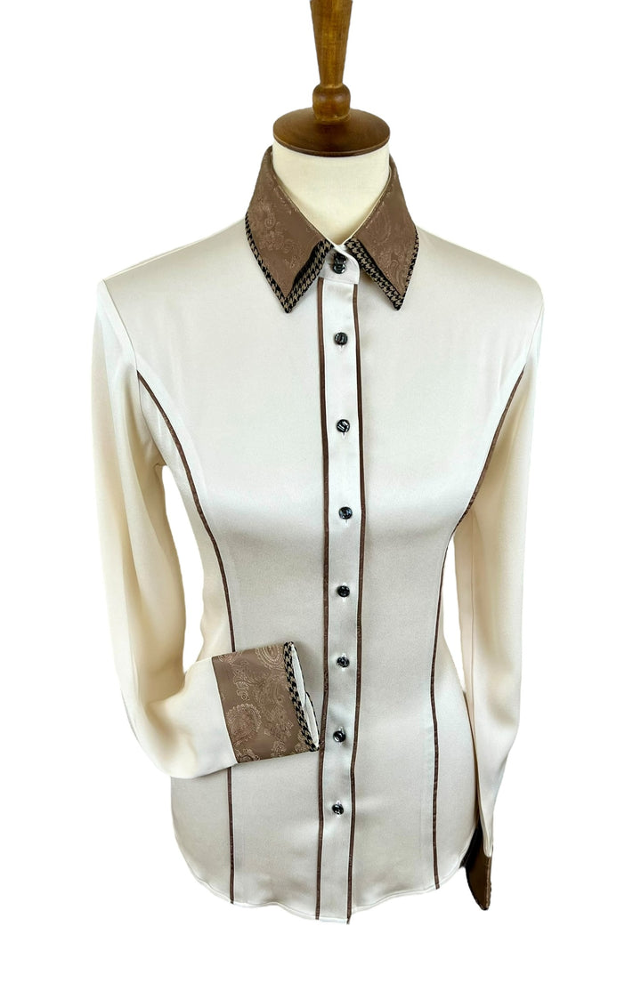 Cream Silk w/ Brown Western Shirt
