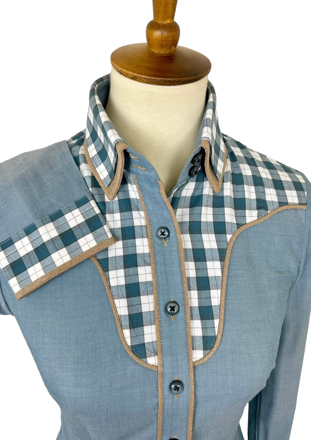 Blue & Tan Western Shirt (Size 36)