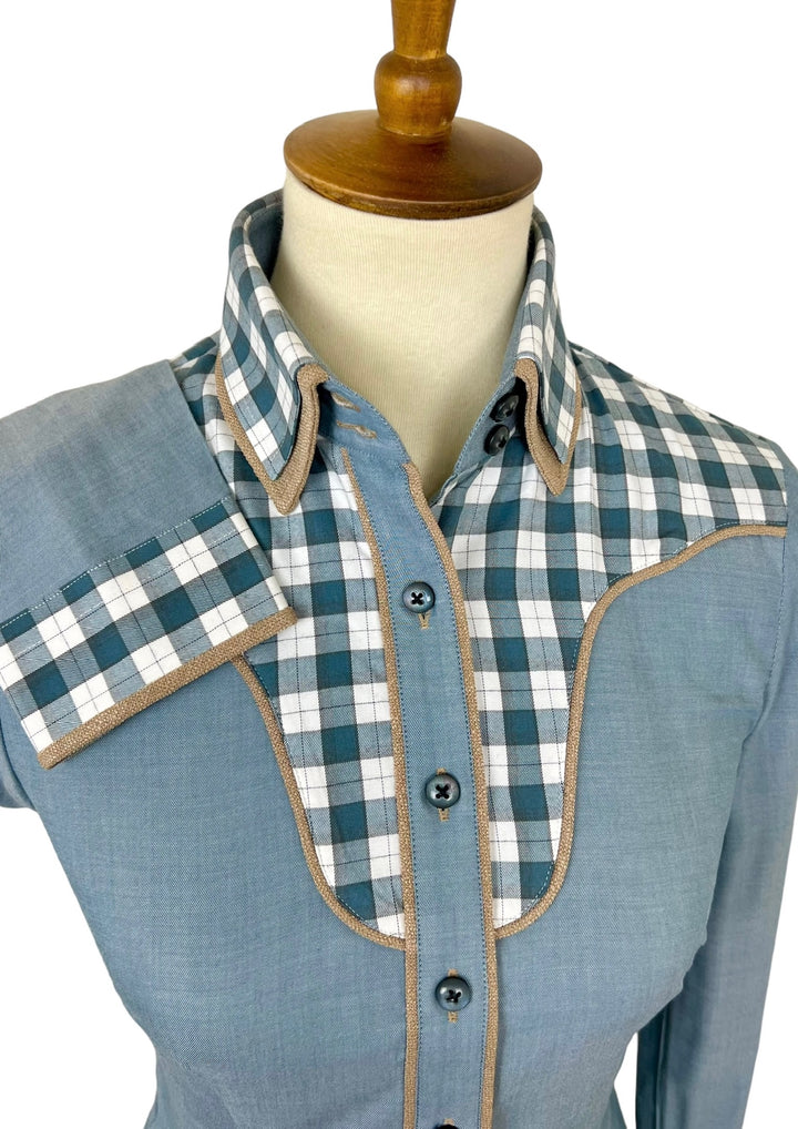 Blue & Tan Western Shirt (Size 36)