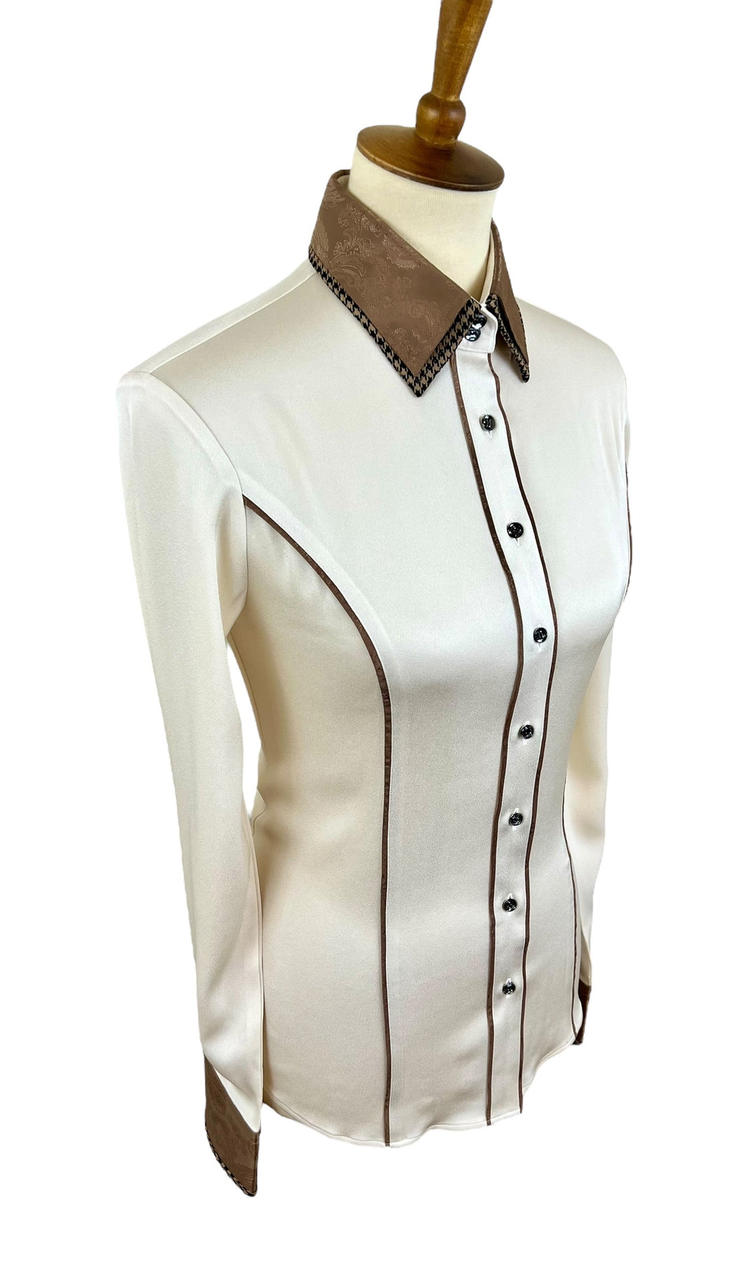 Cream Silk w/ Brown Western Shirt