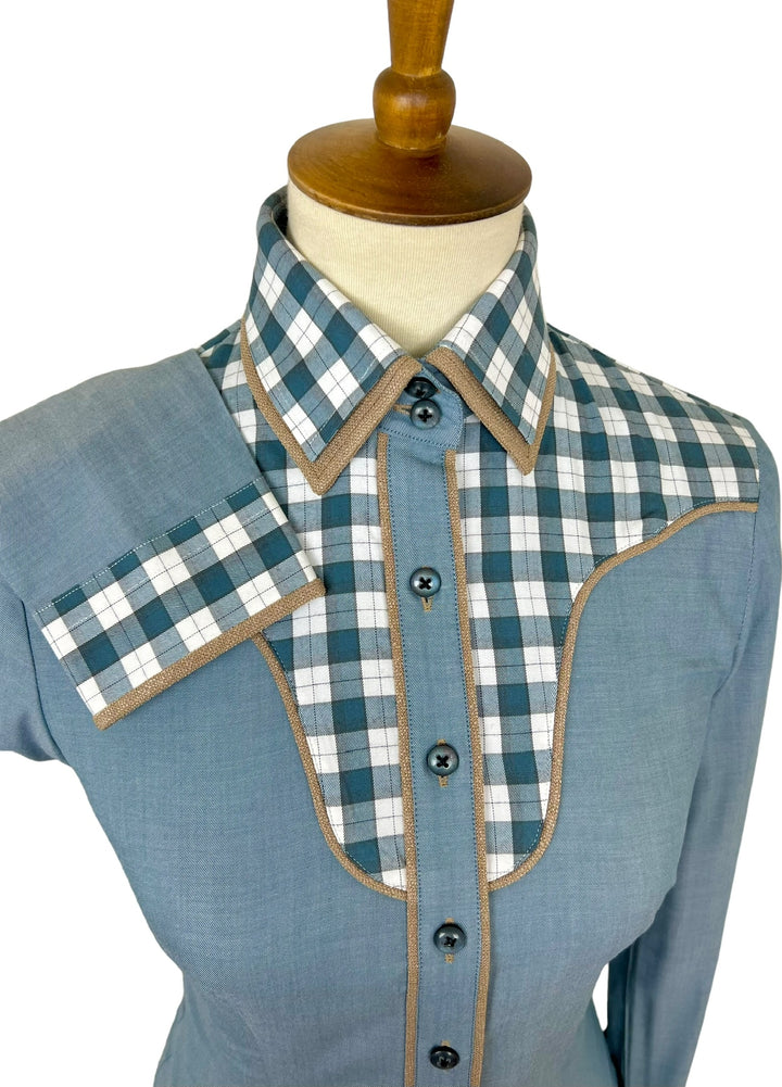 Blue & Tan Western Shirt (Size 36)