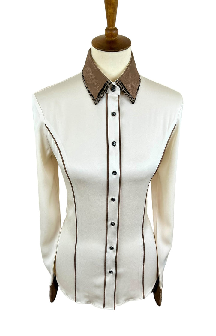 Cream Silk w/ Brown Western Shirt