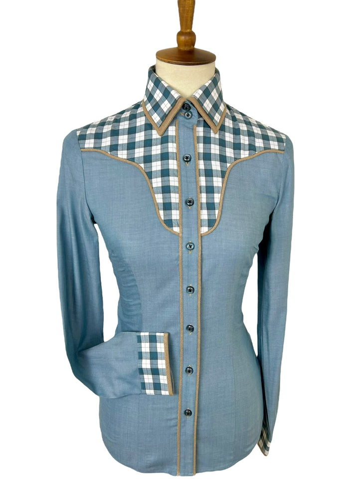 Blue & Tan Western Shirt (Size 36)