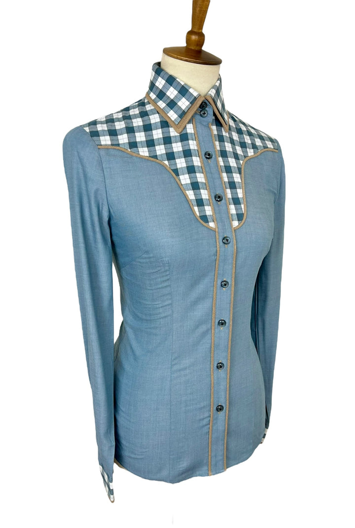 Blue & Tan Western Shirt (Size 36)
