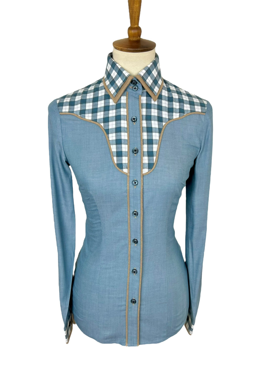 Blue & Tan Western Shirt (Size 36)