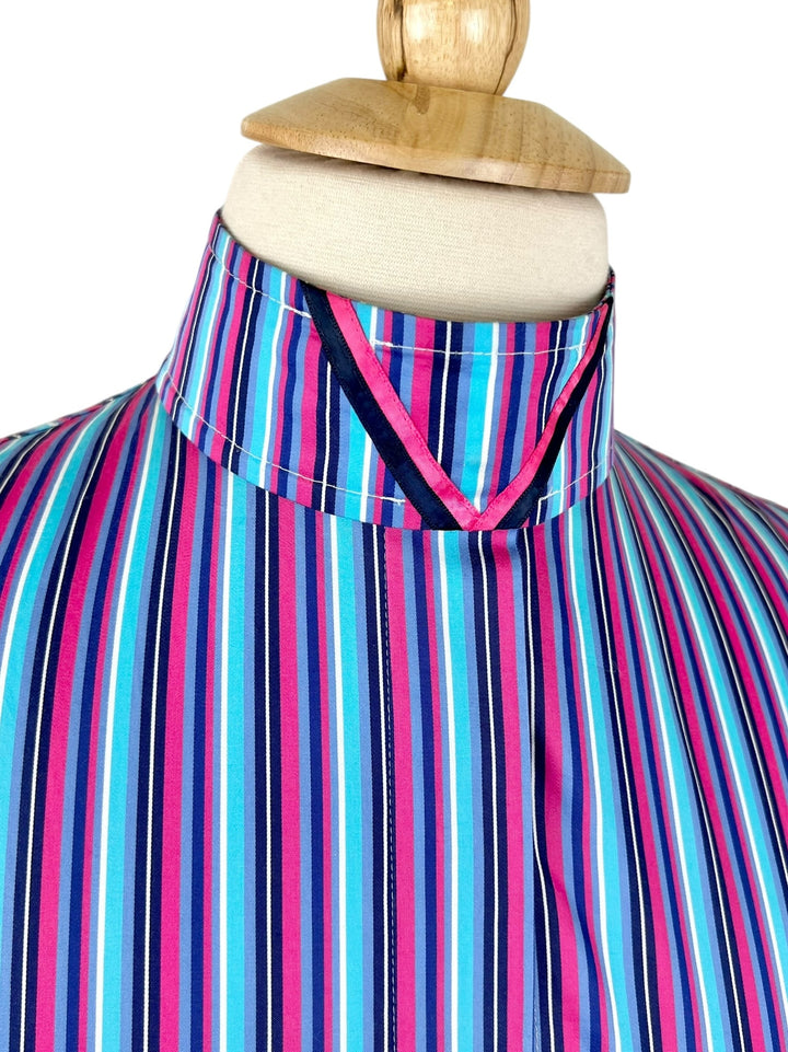 Hot Pink & Turquoise Stripe Hunt Shirt (Size 46) + 2 Collars - Ref. 198