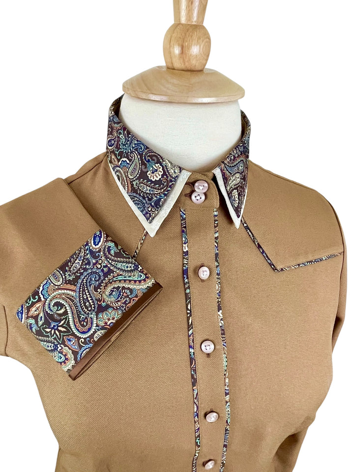 Caramel & Brown Paisley Western Shirt (Size 44)