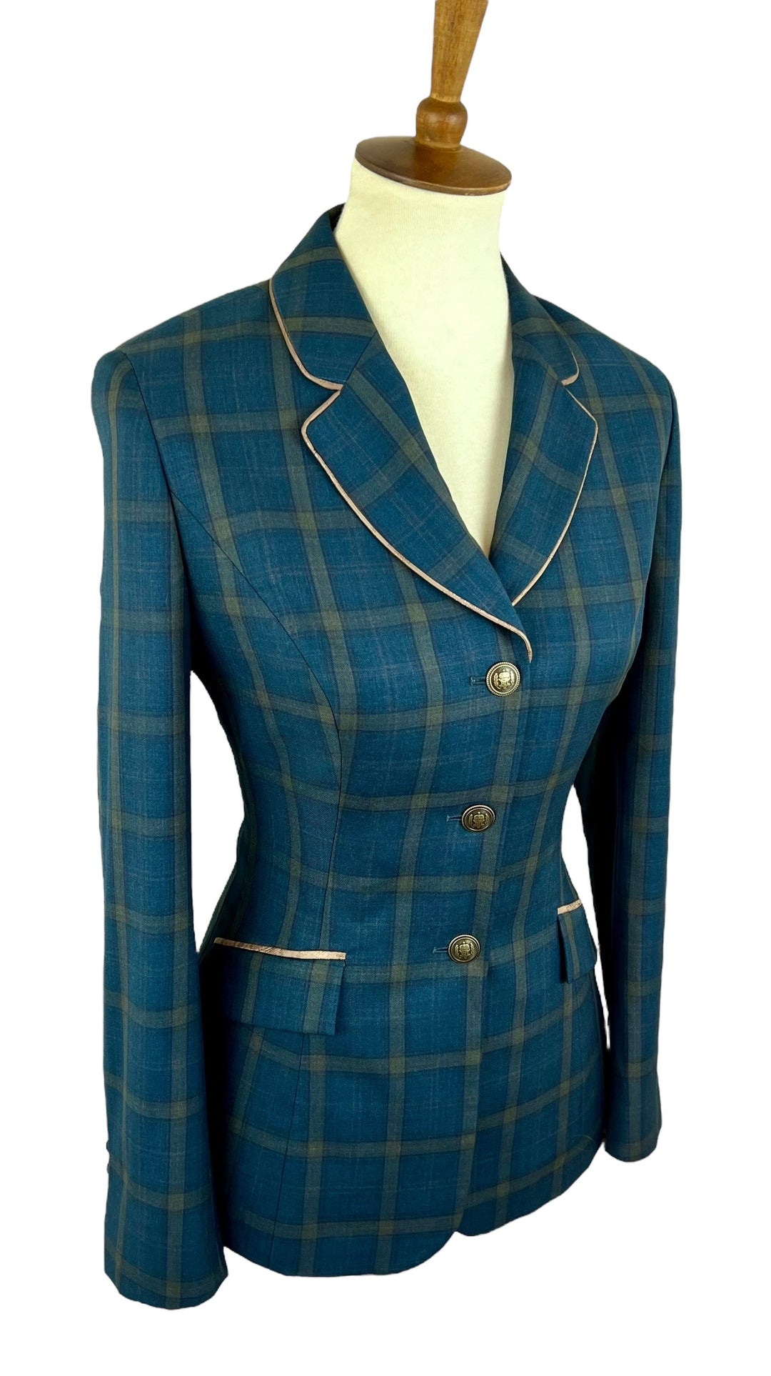 Green & Camel Plaid Hunt Coat (Size 2/4 Long)