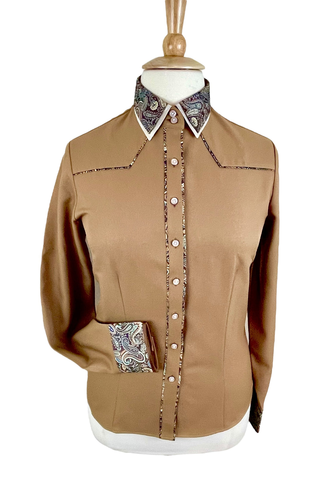 Caramel & Brown Paisley Western Shirt (Size 44)