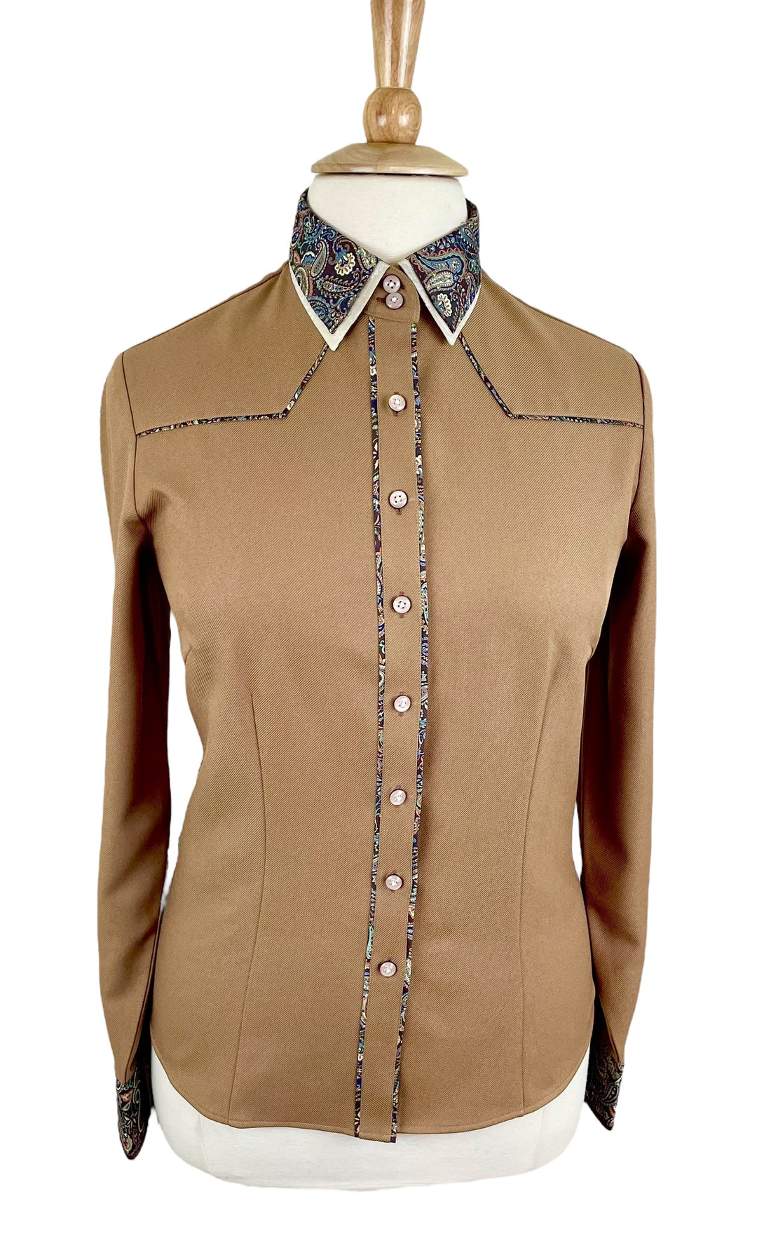 Caramel & Brown Paisley Western Shirt (Size 44)