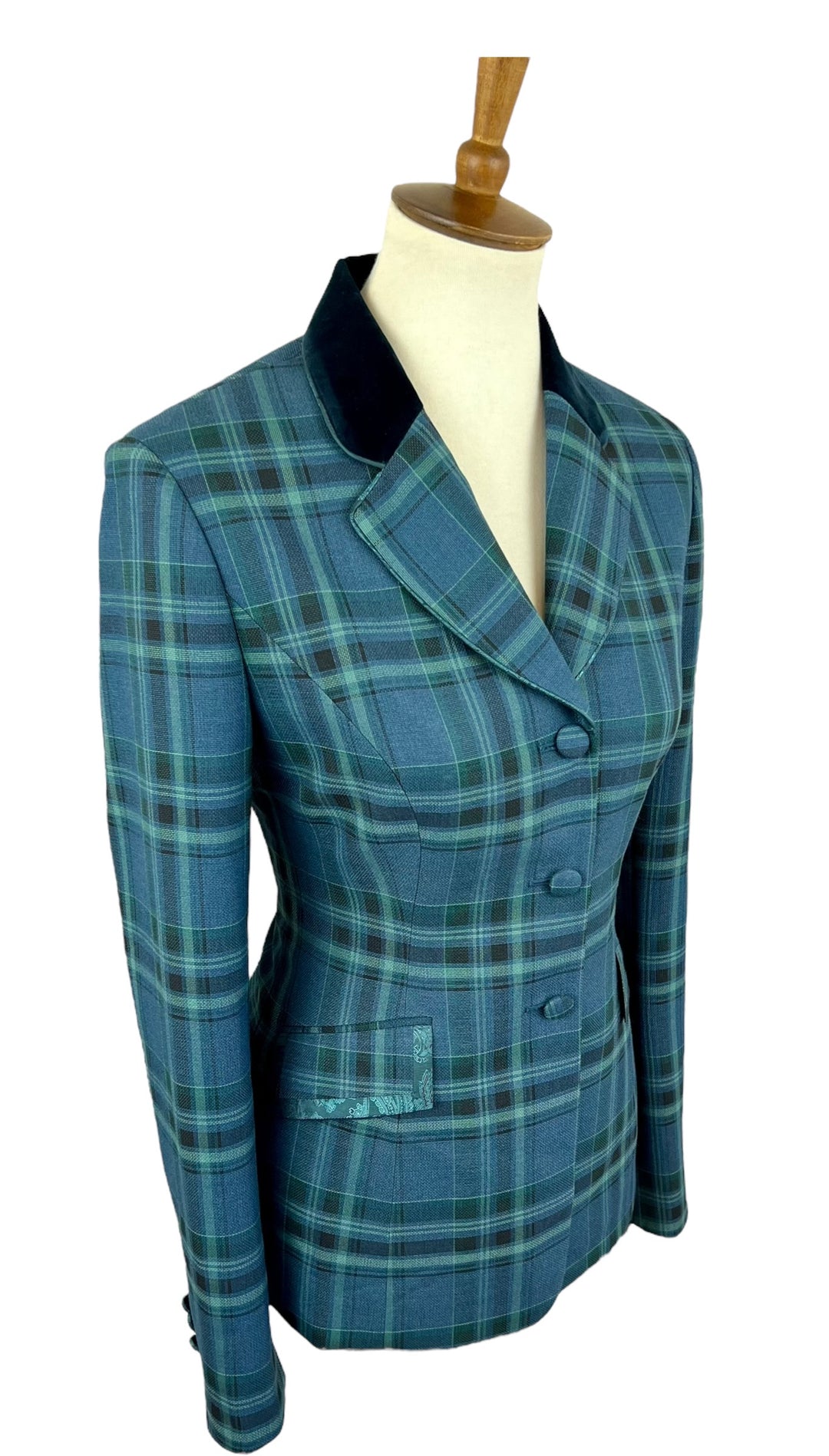 Green & Blue Plaid Hunt Coat (Size 4)
