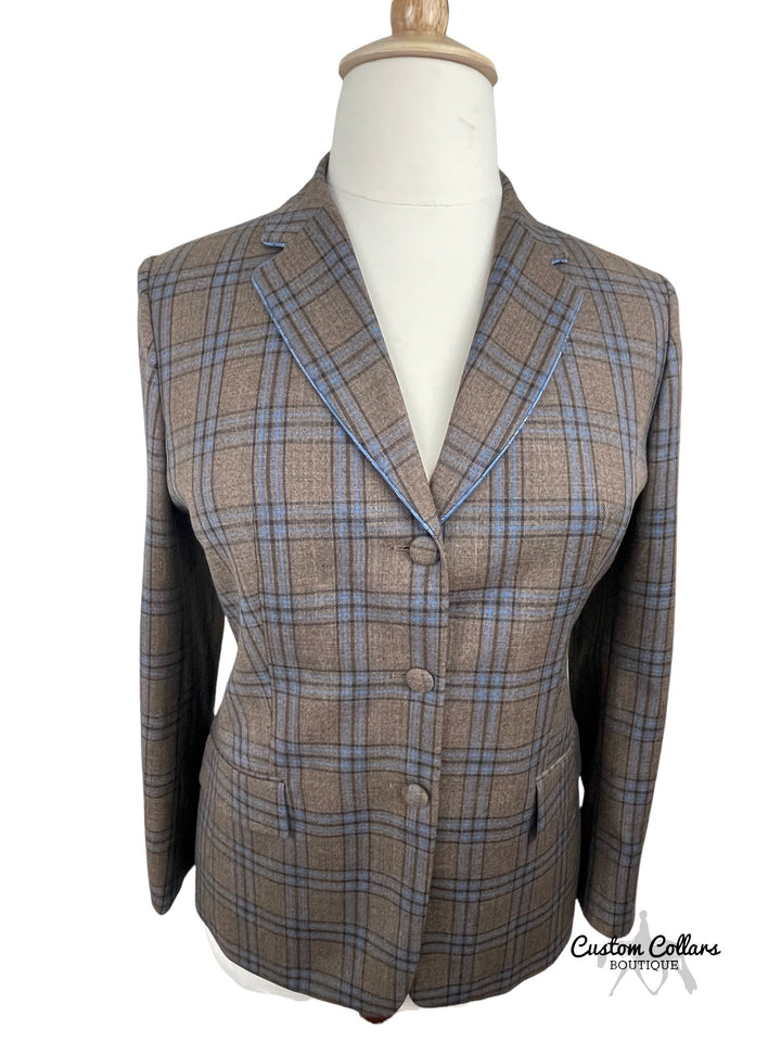 Brown & Blue Plaid Hunt Coat (Size 16/18) - Ref. 120